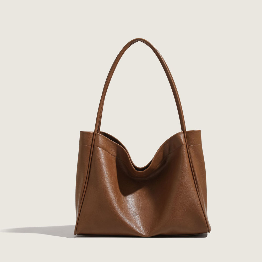 The Eloise Soft Faux-Leather Everyday Tote in Chocolate Brown