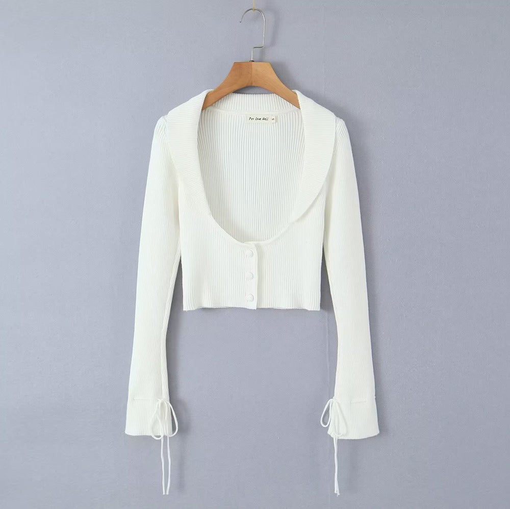 The Margot Three-Piece Knit Set in White cardigan