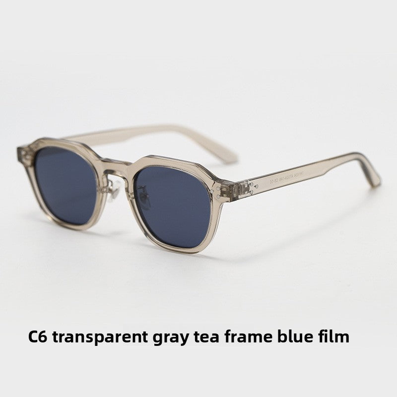 Holloway Sun Keyhole Panto Sunglasses in Clear Gray Tea / Blue