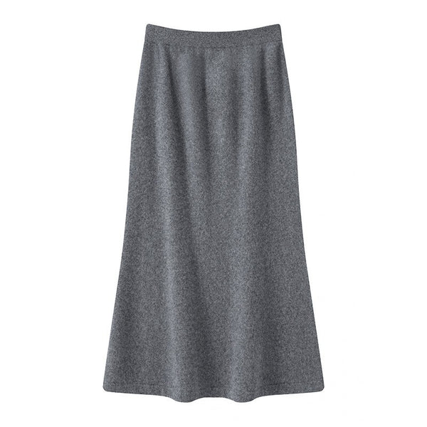 The Elodie Wool-Blend A-Line Maxi Skirt in Gray
