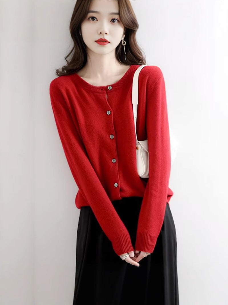 The Celia Fine-Knit Crewneck Cardigan, photo 2