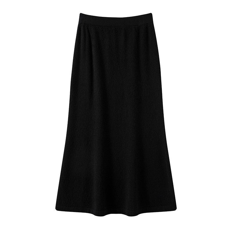The Elodie Wool-Blend A-Line Maxi Skirt in Black