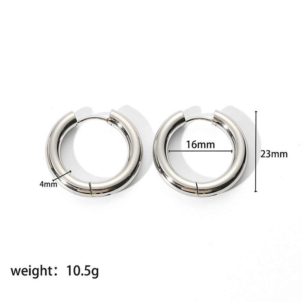 The Lune Waterproof Chunky Huggie Hoops in Silver - 23 mm
