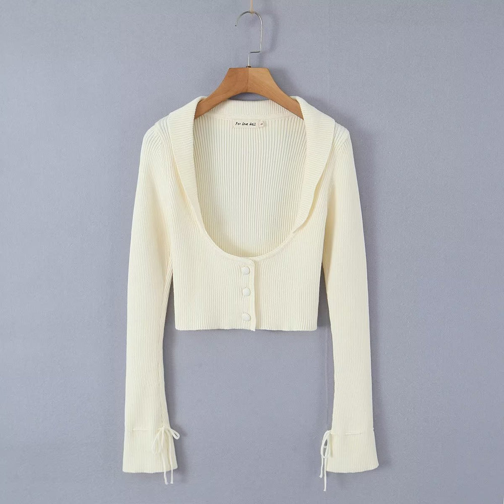 The Margot Three-Piece Knit Set in Beige cardigan