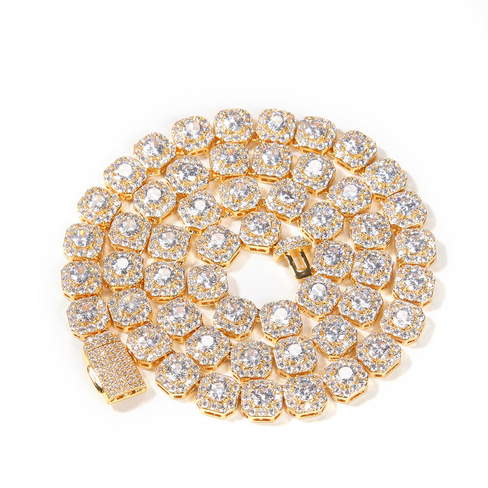 The Kingsley Square-Stone Necklace in 9mm rock sugar gold 16inch necklace