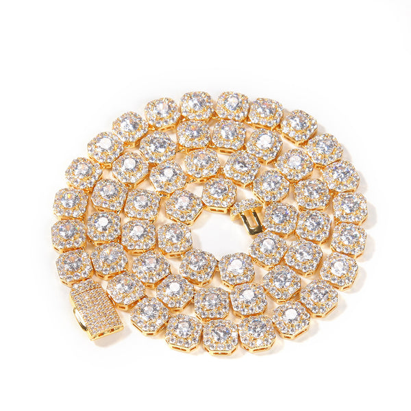The Kingsley Square-Stone Necklace in 9mm rock sugar gold 16inch necklace
