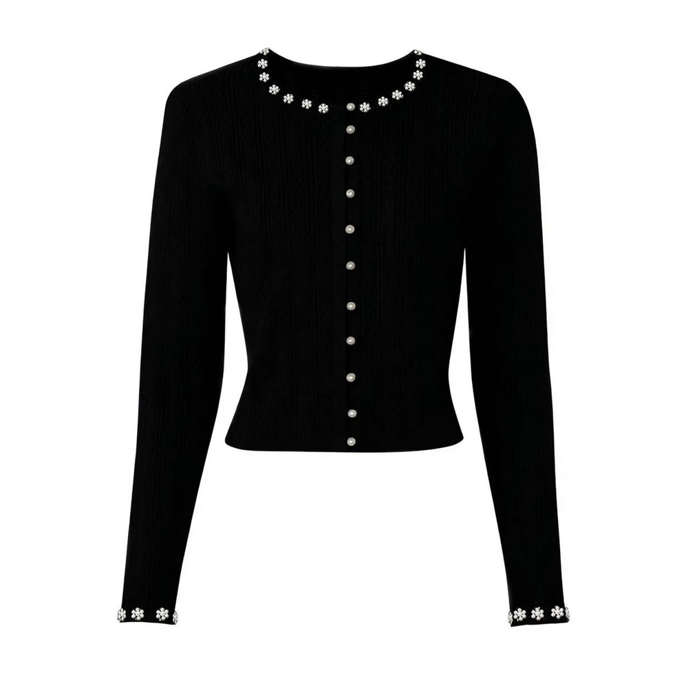 The Lumina Two-Piece Viscose Knit Cardigan & Sleeveless Slip Dress Set in Black - Knit Cardigan