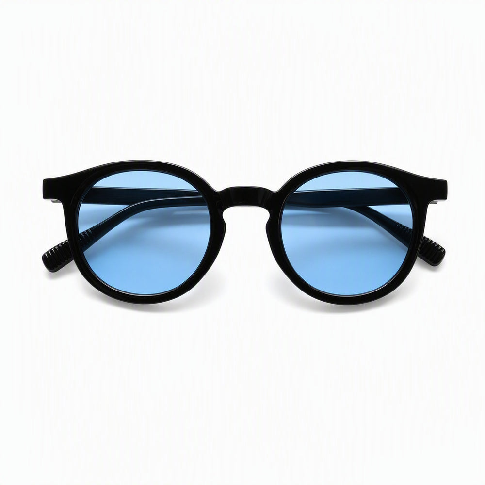 Rowan Sun Round Sunglasses in Black / Blue