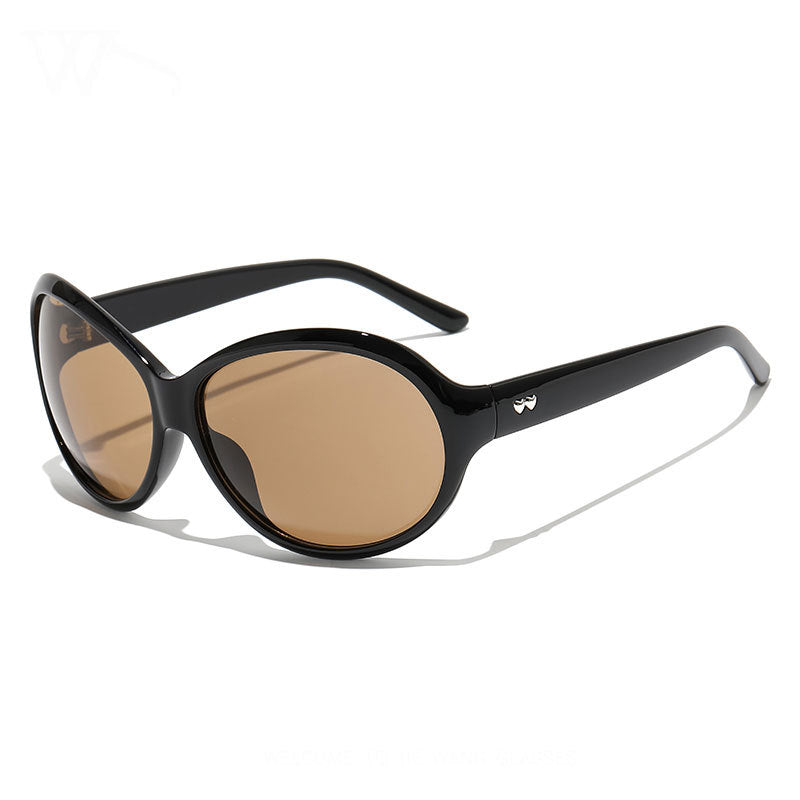 Laguna Sun Oversized Oval Sunglasses in Black / Tea