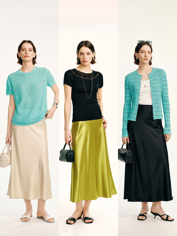 The Odette Triacetate Satin Mermaid Midi Skirt, photo 2