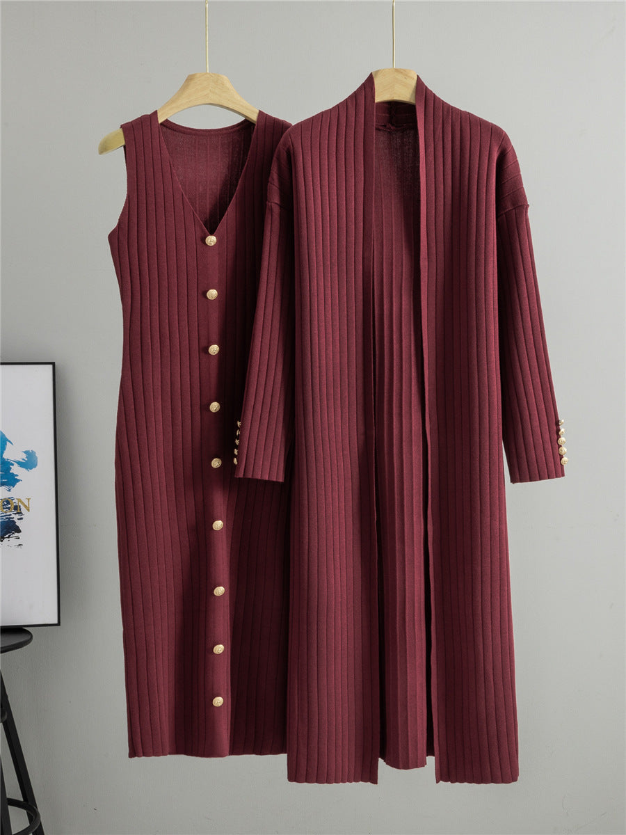 Women's Knitted Cardigan and Dress Set