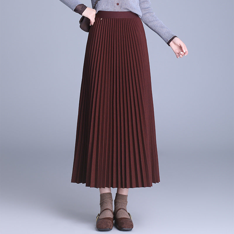 The Maren Draped Pleated Midi Skirt in Red