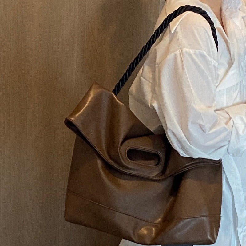 The Marlowe Slouchy Fold-Over Faux-Leather Tote, photo 1