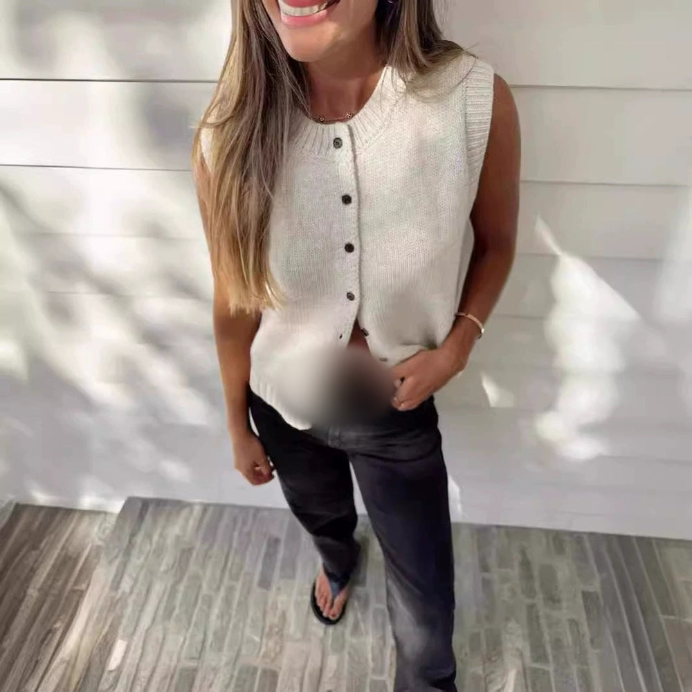 The Agnes Button-Front Knit Vest