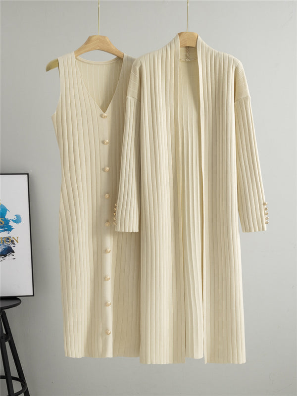 Women's Knitted Cardigan and Dress Set