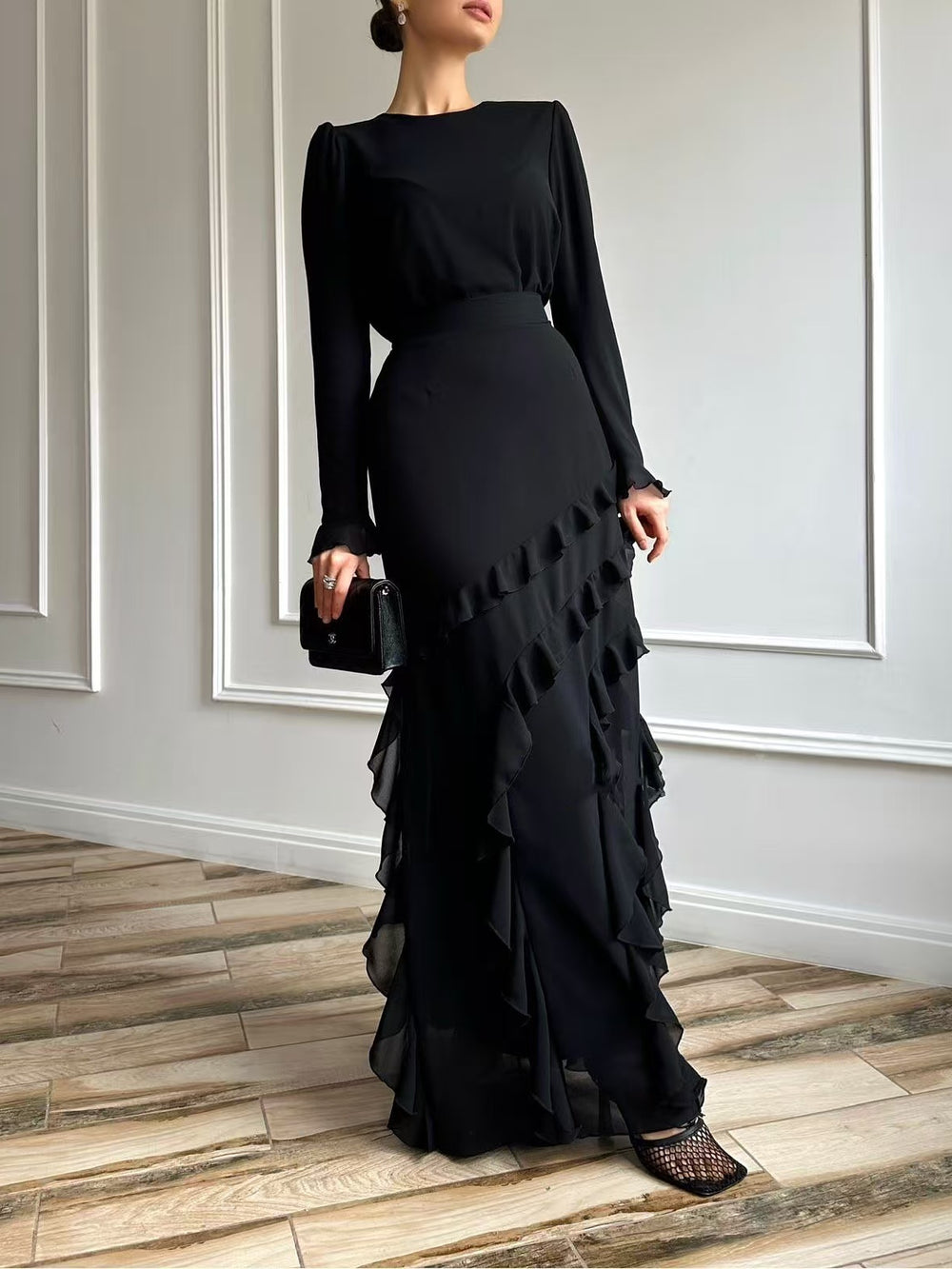 The Belladonna Ruffle-Trimmed Chiffon Maxi Dress, photo 6