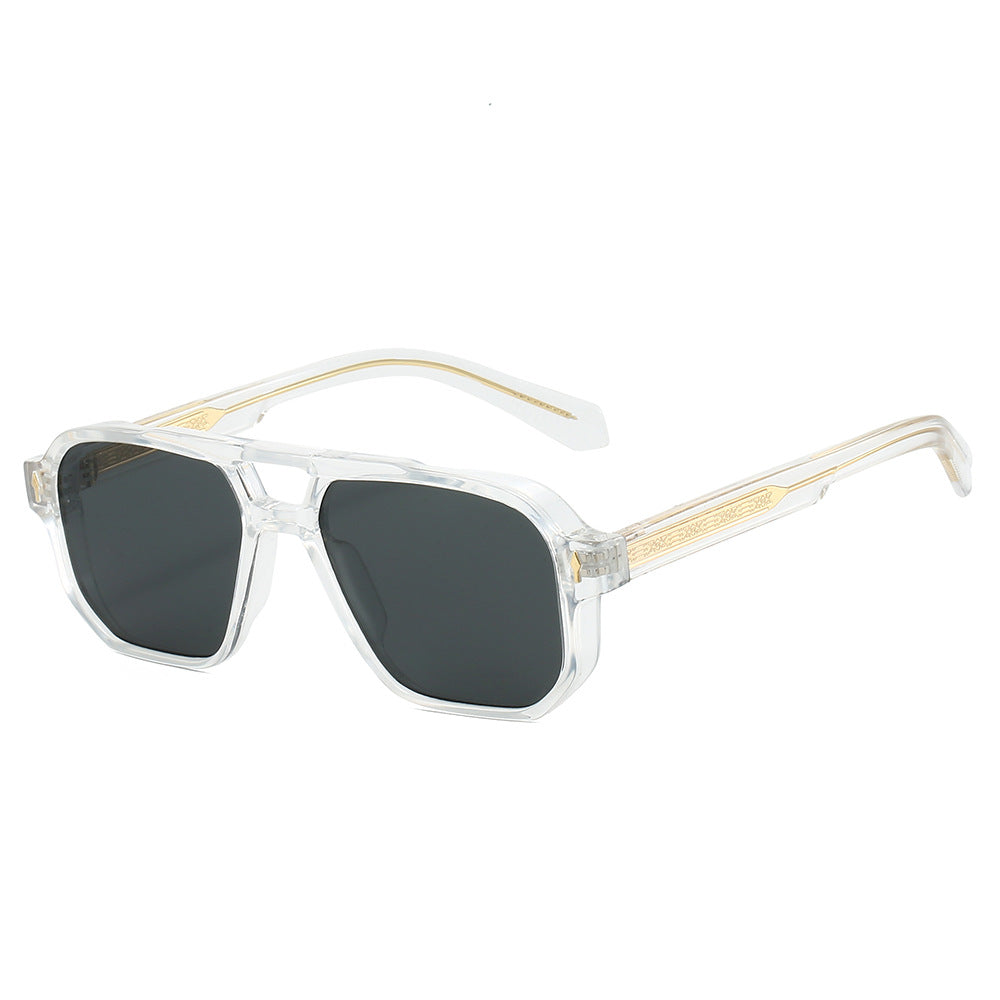 Prescott Sun Aviator Sunglasses in Crystal / Gray