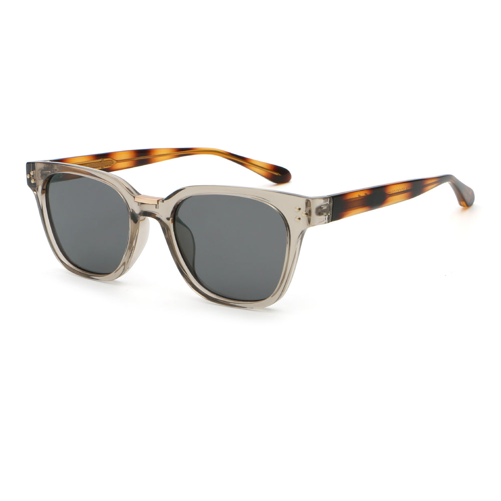 Sable 01 Square Sunglasses in Tea Gray / Gray, Tortoise Temples