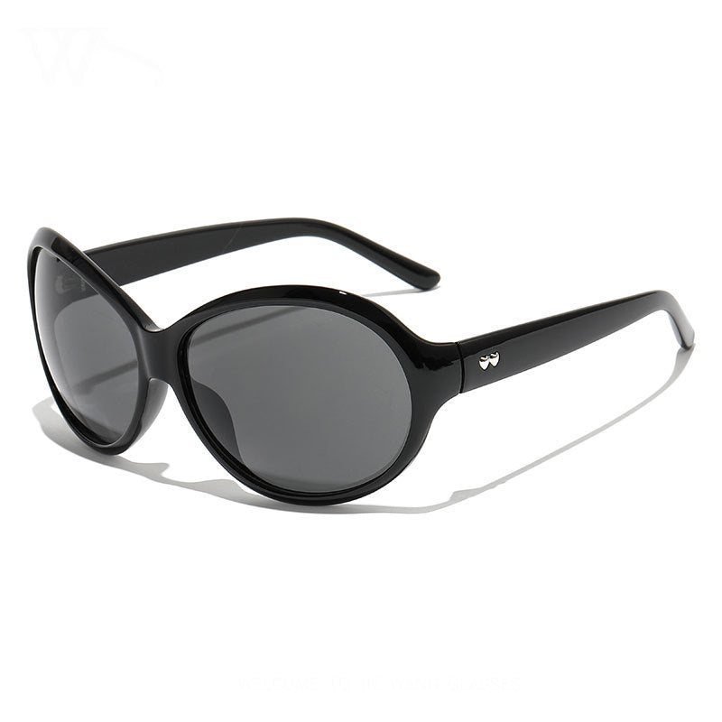 Laguna Sun Oversized Oval Sunglasses in Black / Gray