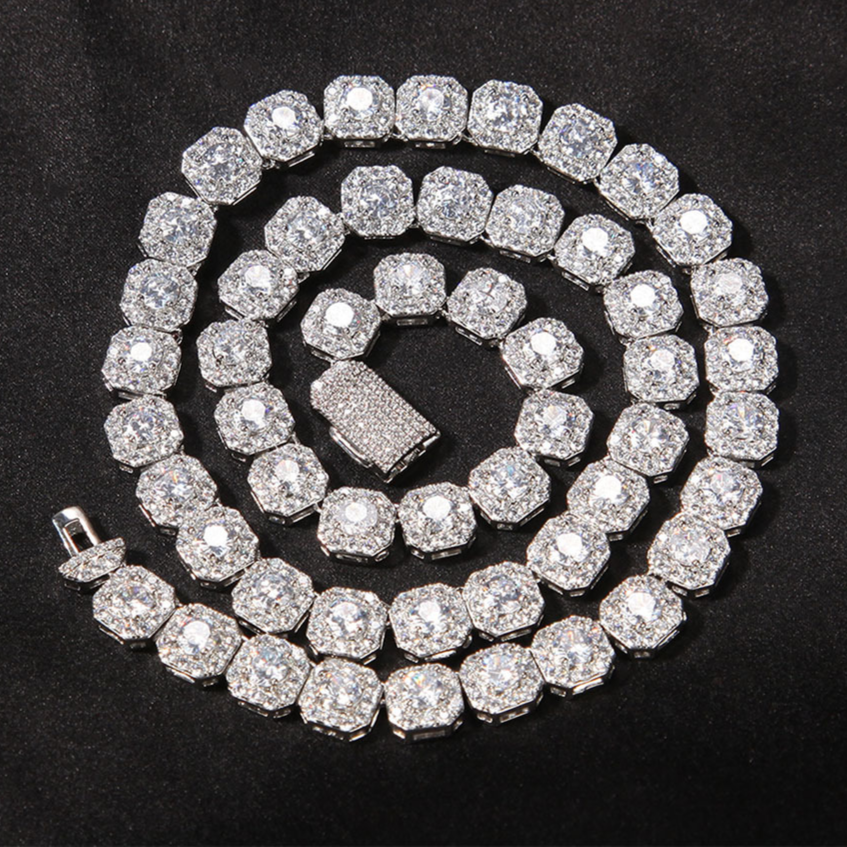 The Kingsley Square-Stone Necklace in 9mm rock sugar silver 16inch necklace