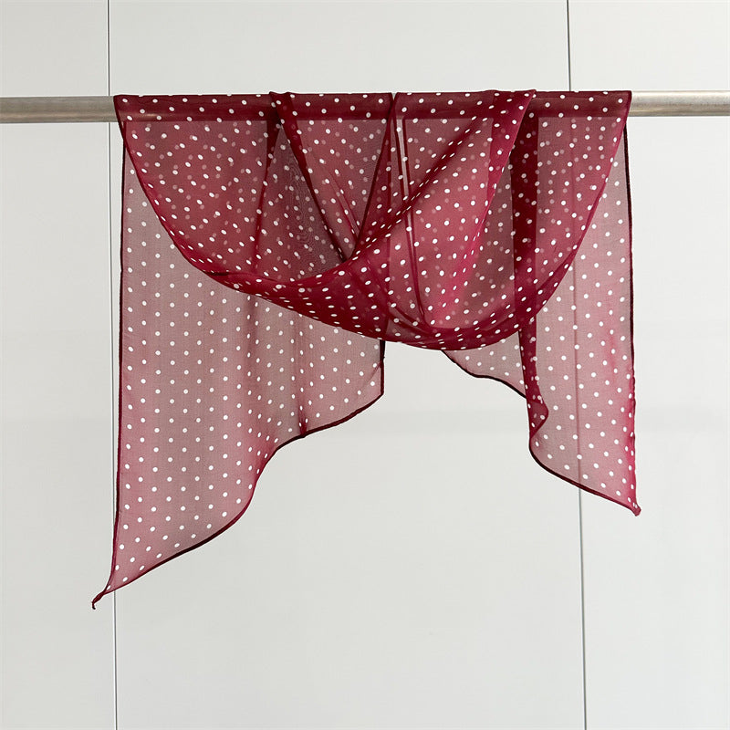 The Juno Polka-Dot Skinny Scarf in Red Dot