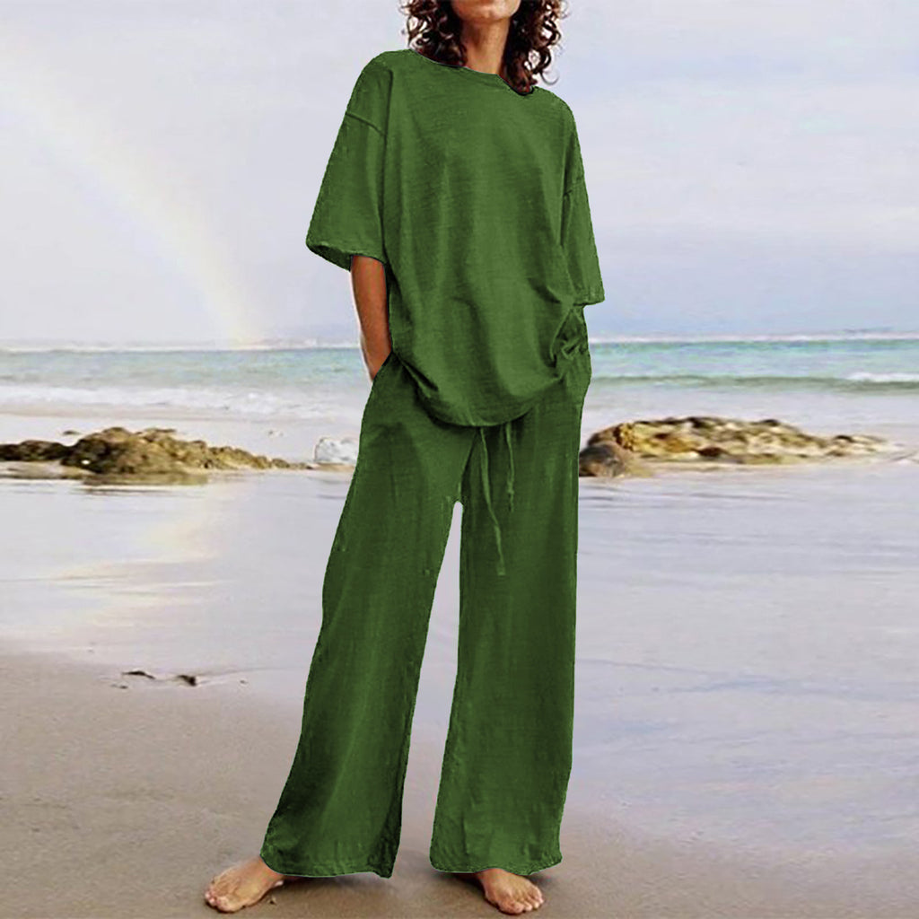 Women's Casual Two-Piece Set with Belt