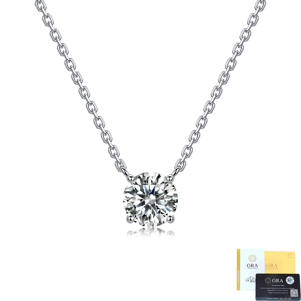 The Solene Moissanite Solitaire Pendant in Silver