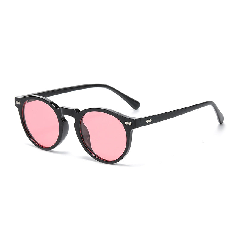 Ellery Sun Round Panto Sunglasses in Black / Pink Gradient