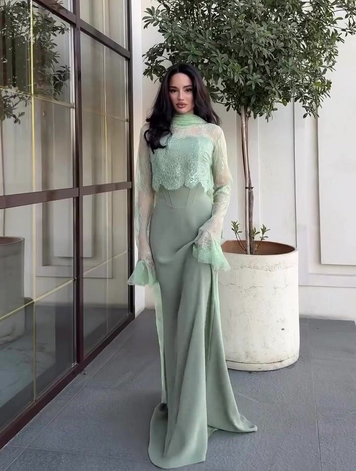 The Lumière Lace-Accented Mermaid Maxi Dress, photo 4