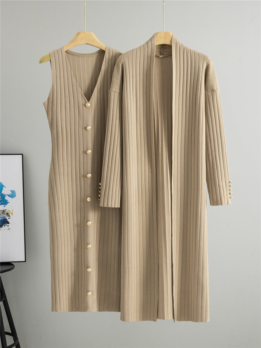 Women's Knitted Cardigan and Dress Set