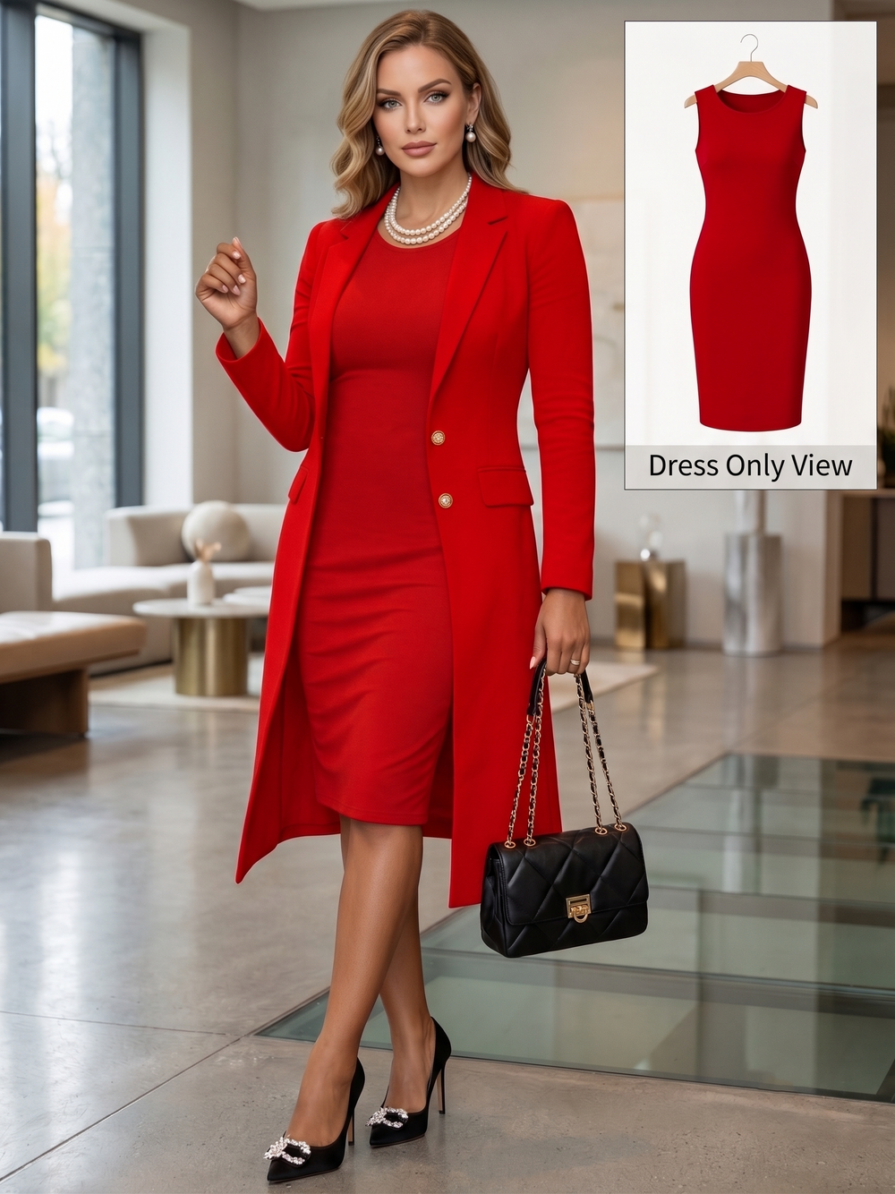 The Sovereign Two-Piece Tailored Duster & Sheath Midi Set, photo 4