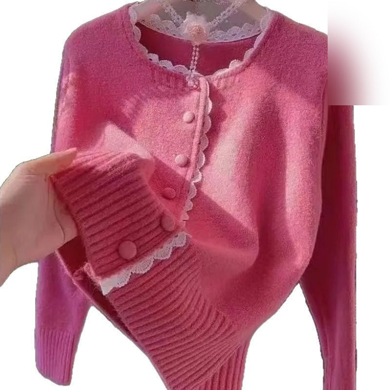The Rosalie Lace-Trim Pearl-Button Cardigan